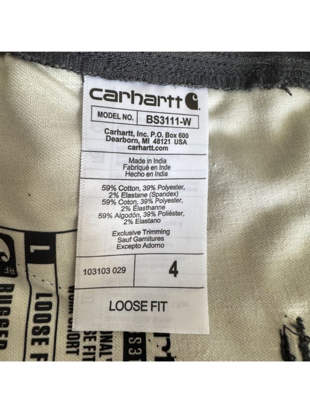 Carhartt Womens Utility Shorts 10" Rugged Flex Loose Fit Durable Workwear Size 4 - Picture 8 of 8